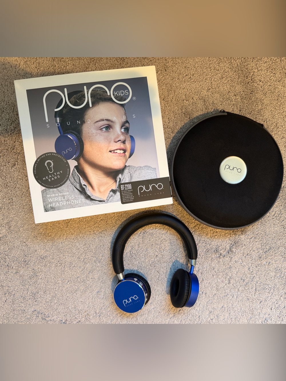 Puro Kids Studio Grade Bluetooth On-Ear Wireless Headphones - Blue